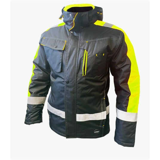 Glacier Juoda-HV geltona žieminė striukė