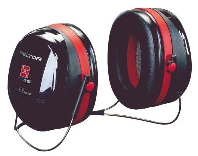 Protective earmuffs with spirocling bow around the neck
