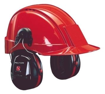 Protective earmuffs with spirolocking loop are designed to be attached to a helmet