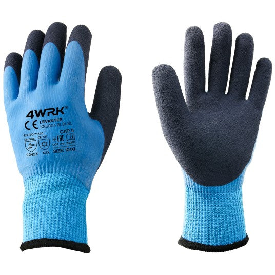 LEVANTER XKS5004 žieminės poliesterio pirštinės dengtos lateksu + latekso putos