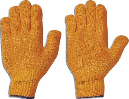 Knitted acrylic gloves with PVC mesh on 2 sides