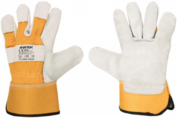 Natural leather gloves combined with leather