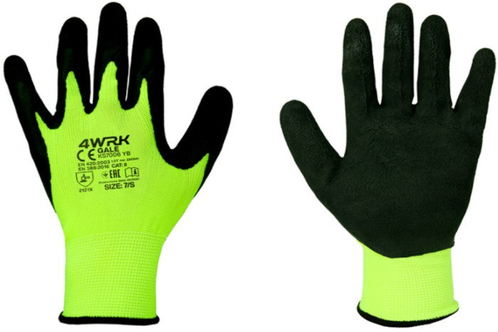 Knitted gloves covered with rauplet latex