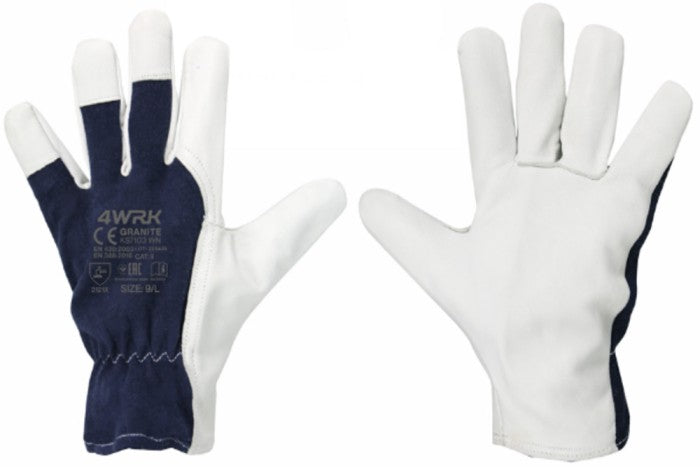 Welded thick turned cowhide gloves with a solid palm