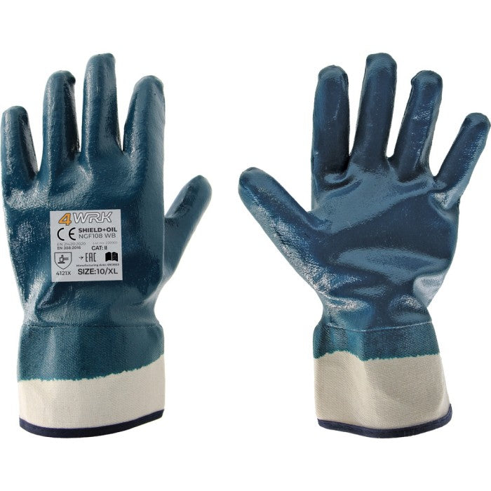 Cotton gloves fully coated with PVC, resistant to acids