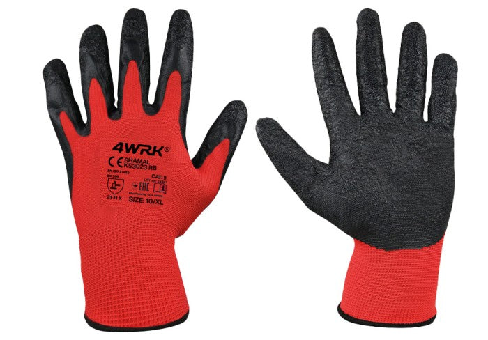 Latex-coated cotton gloves with excellent grip on slippery surfaces