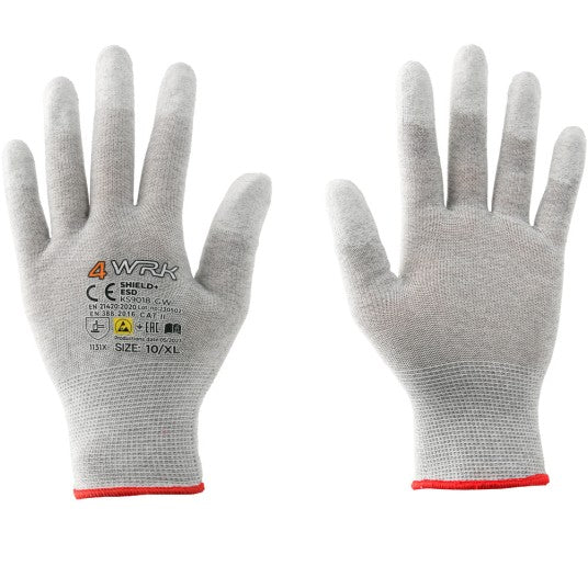 Gloves with protection against mechanical impact, coated with PU